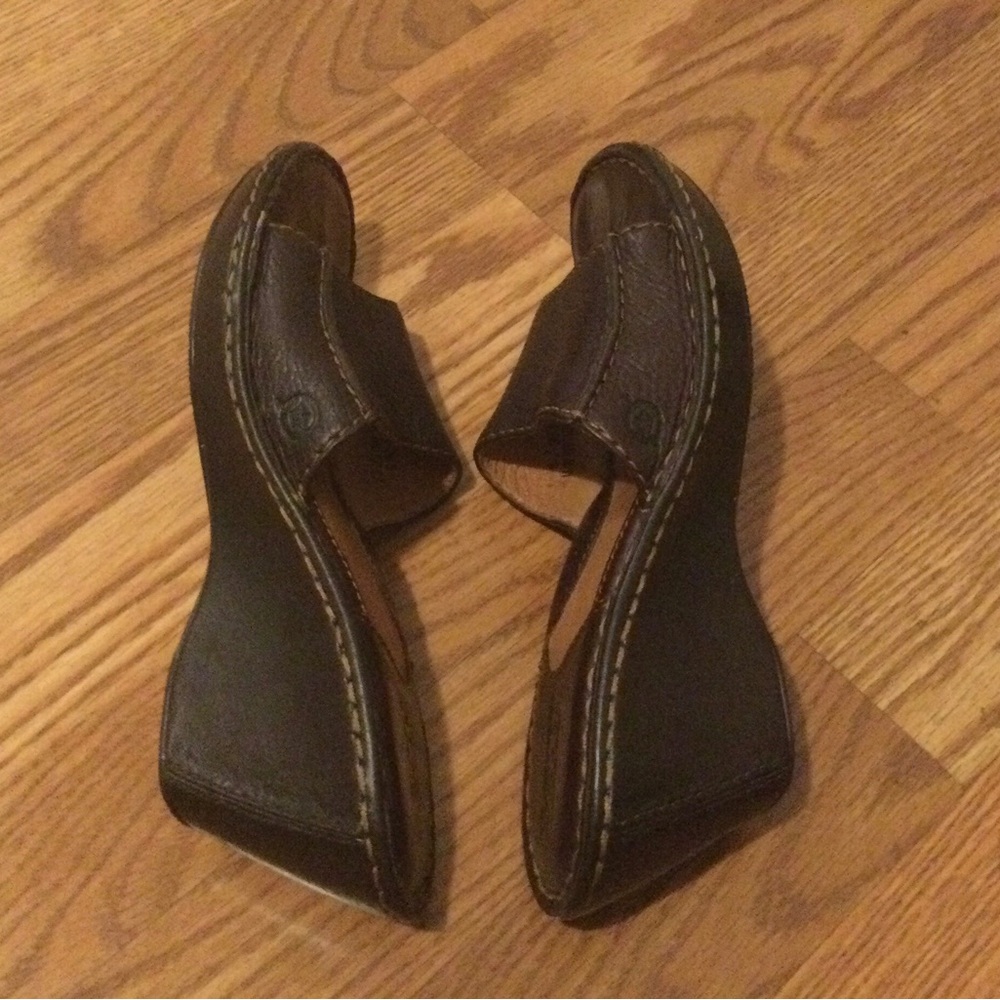 Woman’s Brown Leather Slip-On Wedge Shoes